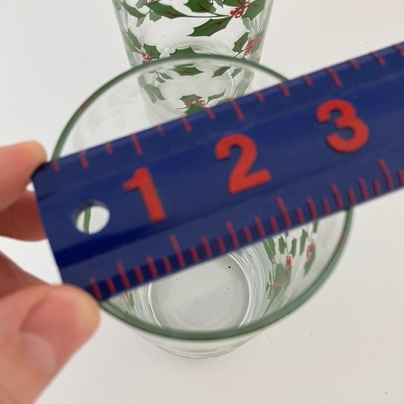 Vintage Set Of 2 Libbey Poinsettia Glass Coolers 6 1/8" Excellent Condition - Picture 6 of 6